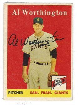 Autographed AL WORTHINGTON 1958 Topps Card