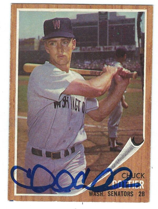 Autographed CHUCK COTTIER 1962 Topps Card