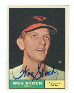 Autographed WES STOCK 1961 TOPPS Card