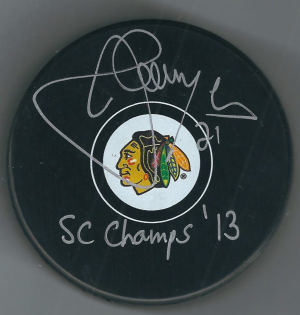 Autographed JAMAL MAYERS Chicago Blackhawks Hockey Puck