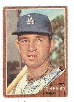 Autographed NORM SHERRY 1962 Topps Card