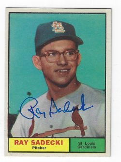 Autographed RAY SADECKI 1961 TOPPS Card