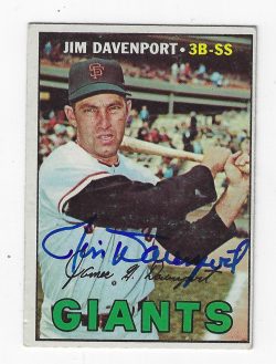Autographed JIM DAVENPORT 1967 Topps Card