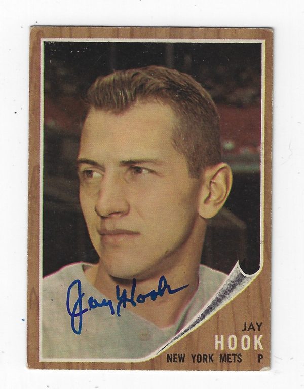 Autographed JAY HOOK 1962 Topps Card