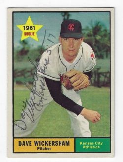 Autographed DAVE WICKERSHAM Kansas City A's 1961 TOPPS Card