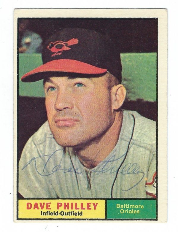 Autographed DAVE PHILLEY 1961 TOPPS Card