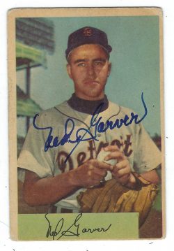 Autographed NED GARVER  1954 Bowman Card