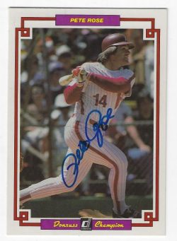 Autographed Pete Rose Philadelphia Phillies 1984 TW DONRUSS Champion Card #27
