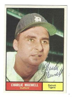 Autographed CHARLIE MAXWELL Detroit Tigers 1961 TOPPS Card