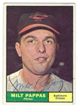 Autographed MILT PAPPAS Baltimore Orioles 1961 Topps Card