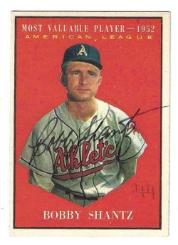Autographed BOBBY SHANTZ Kansas City A's 1961 TOPPS Card