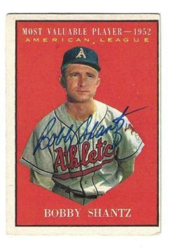 Autographed BOBBY SHANTZ Kansas City A's 1961 TOPPS Card
