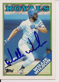 Auotgraphed Willie Wilson Kansas City Royals 1988 Topps Card