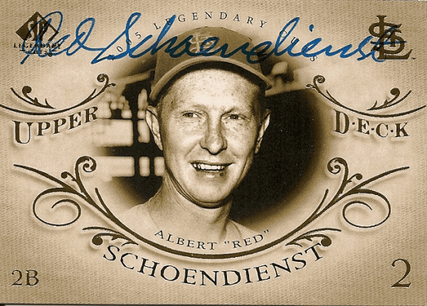 Autographed RED SCHOENDIENST 2005 Upper Deck Legendary Cuts