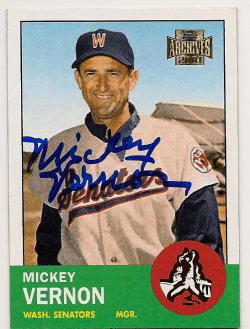 MICKEY VERNON Autographed 2001 Topps Archive Card