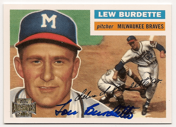 LEW BURDETTE Autographed 2002 Topps Archive Card