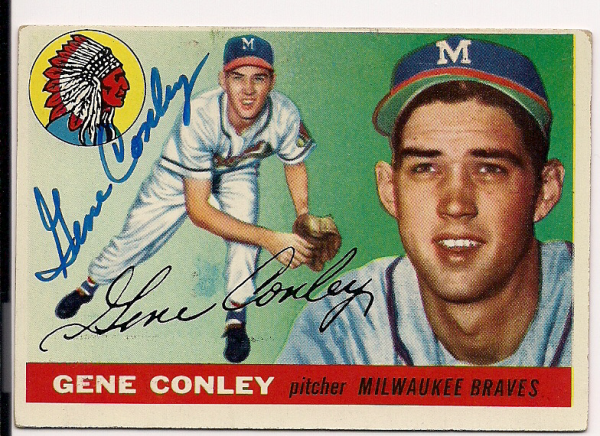 Autographed 1955 Topps GENE CONLEY card