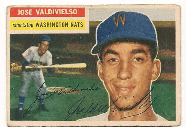 Autographed 1956 Topps JOSE VALDIVIELSO Card