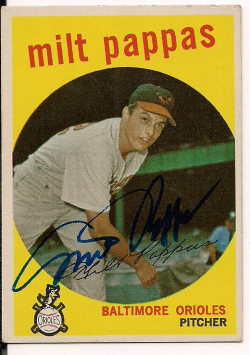 Autographed 1959 MILT PAPPAS Topps Card