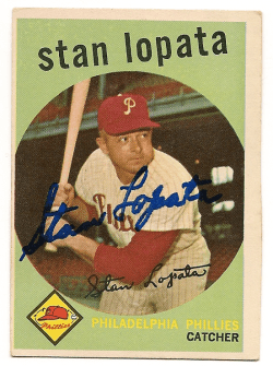Autographed 1959 STAN LOPATA Topps Card