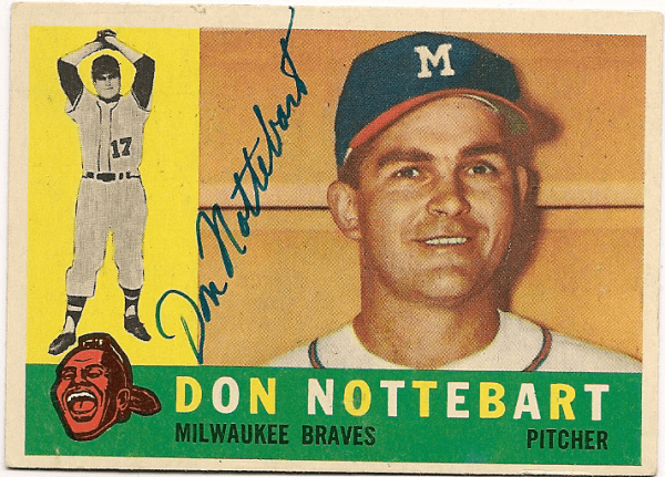 Autographed DON NOTTEBART 1960 Topps Card