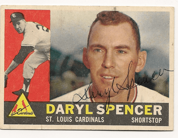 Autographed DARYL SPENCER 1960 Topps Card