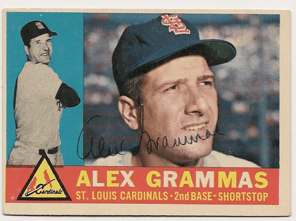 Autographed ALEX GRAMMAS 1960 Topps Card