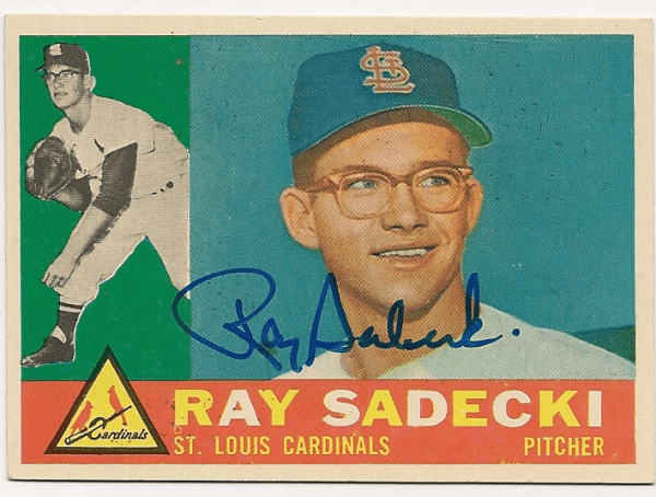 Autographed RAY SADECKI 1960 Topps Card