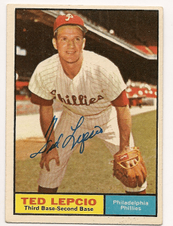 Autographed TED LEPCIO 1961 TOPPS Card