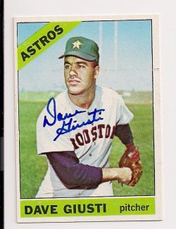 Autographed DAVE GIUSTI 1966 Topps Card