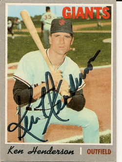 Autographed KEN HENDERSON 1970 Topps Card