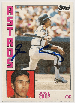 Autographed JOSE CRUZ 1984 Topps Card