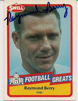 Signed RAYMOND BERRY 1989 Swell Football Card