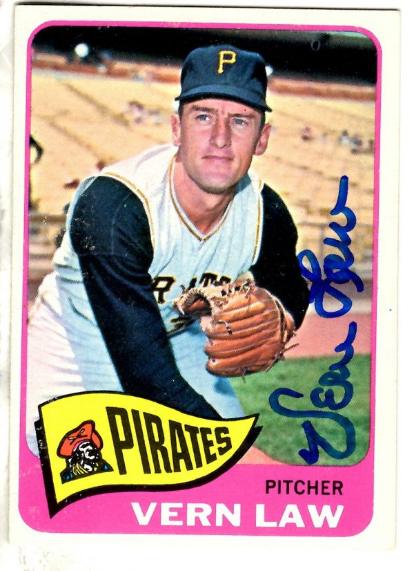 Autographed VERN LAW 1965 Topps Card