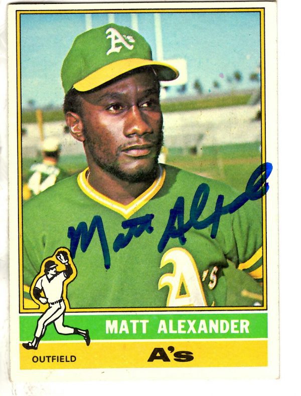 Autographed MATT ALEXANDER 1976 Topps Card