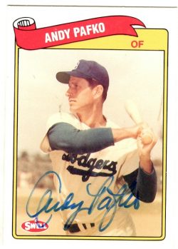 Autographed ANDY PAFKO 1989 Swell Baseball Greats card