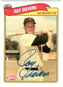 Autographed ROY SIEVERS 1989 Swell Baseball Greats card