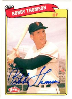 Autographed BOBBY THOMSON 1989 Swell Baseball Greats card