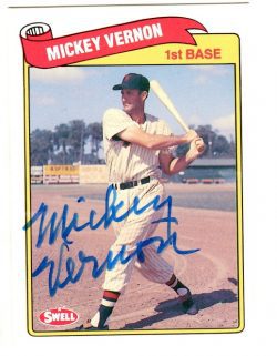 Autographed MICKEY VERNON 1989 Swell Baseball Greats card