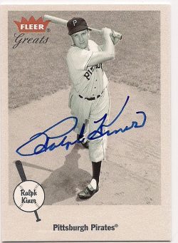 Autographed RALPH KINER 2002 Fleer Greats of the Game Card