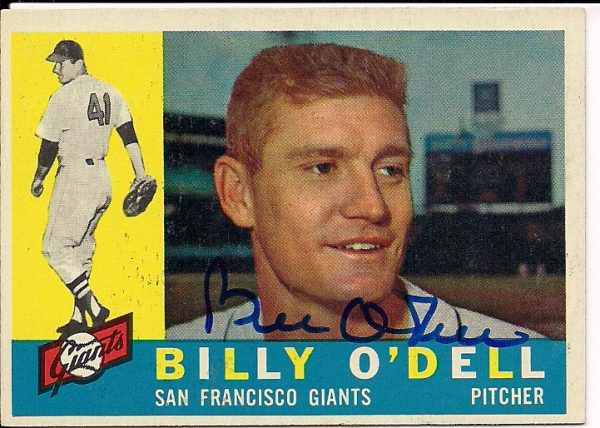 Autographed BILLY O'DELL 1960 Topps Card