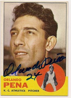 Autographed ORLANDO PENA 1963 Topps Card