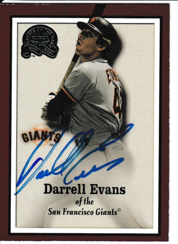 Autographed DARRELL EVANS 2000 FLEER GREATS of the GAME CARD