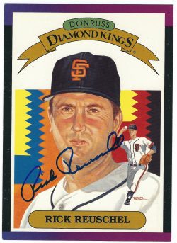 Autographed RICK REUSCHEL 5X7 1989 Donruss Diamond King