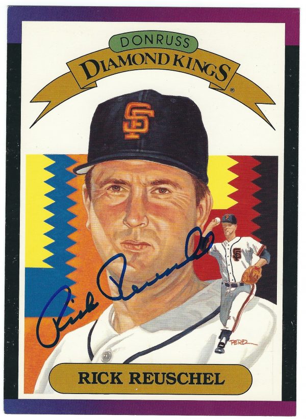Autographed RICK REUSCHEL 5X7 1989 Donruss Diamond King
