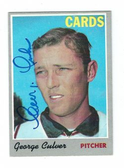 Autographed George Culver St. Louis Cardinals 1970 TOPPS card #92