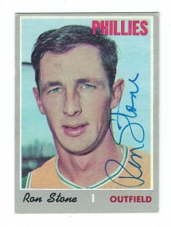 Autographed Ron Stone Philadelphia Phillies 1970 TOPPS card #218