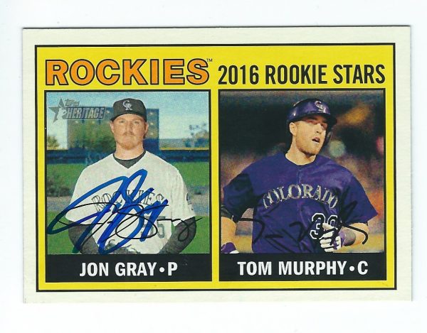 Autographed Jon Gray Colorado Rockies 2016 Topps Heritage Card #166
