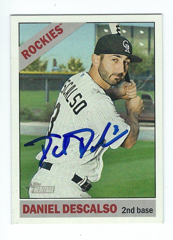 Autographed Daniel Descalso Colorado Rockies 2015 Topps Heritage Card #532