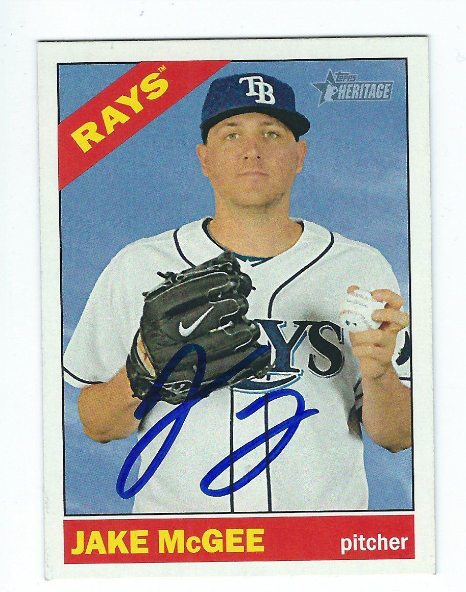 Autographed Jake McGee Tampa Bay Rays 2015 Topps Heritage Card #81